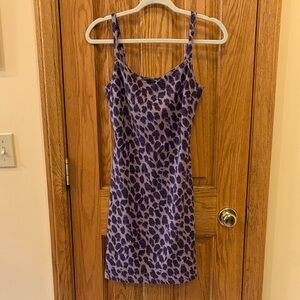 mandee Purple Leopard-Print Mini Slip Dress
